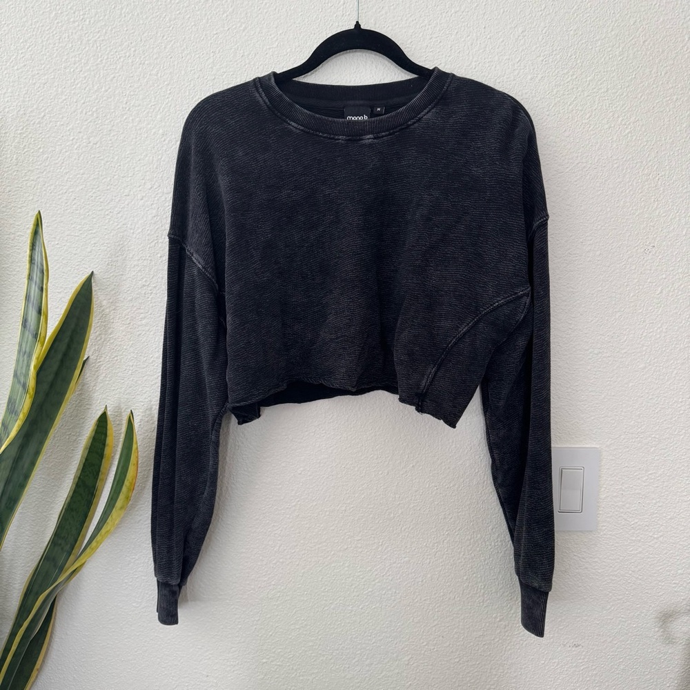 Mono B | Vintage Washed Cropped Black Long Sleeve